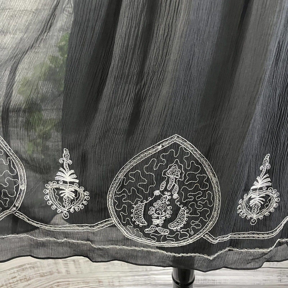 Nygard Skirt size 6 Black Sheer Crinkle Paisley Sequins Knee Full Boho Modest - Picture 7 of 11